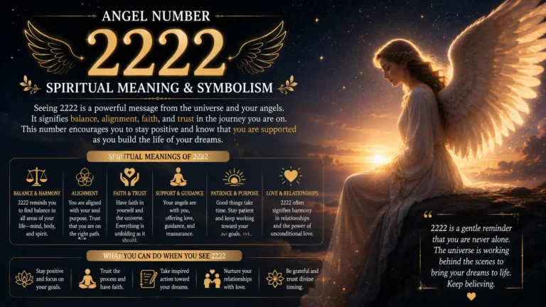 Angel Number 2222 Spiritual Meaning & Symbolism