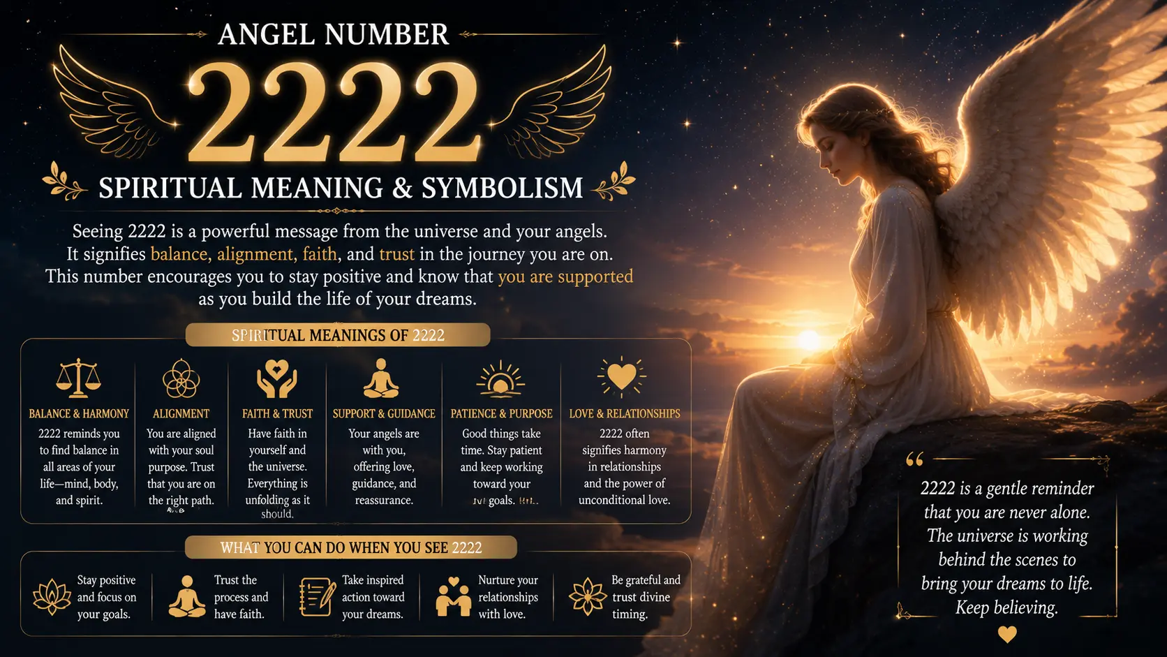 Angel Number 2222 Spiritual Meaning & Symbolism