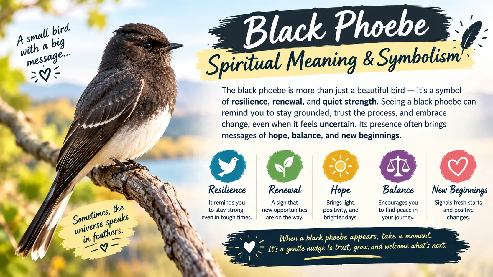 Black Phoebe Spiritual Meaning & Symbolism