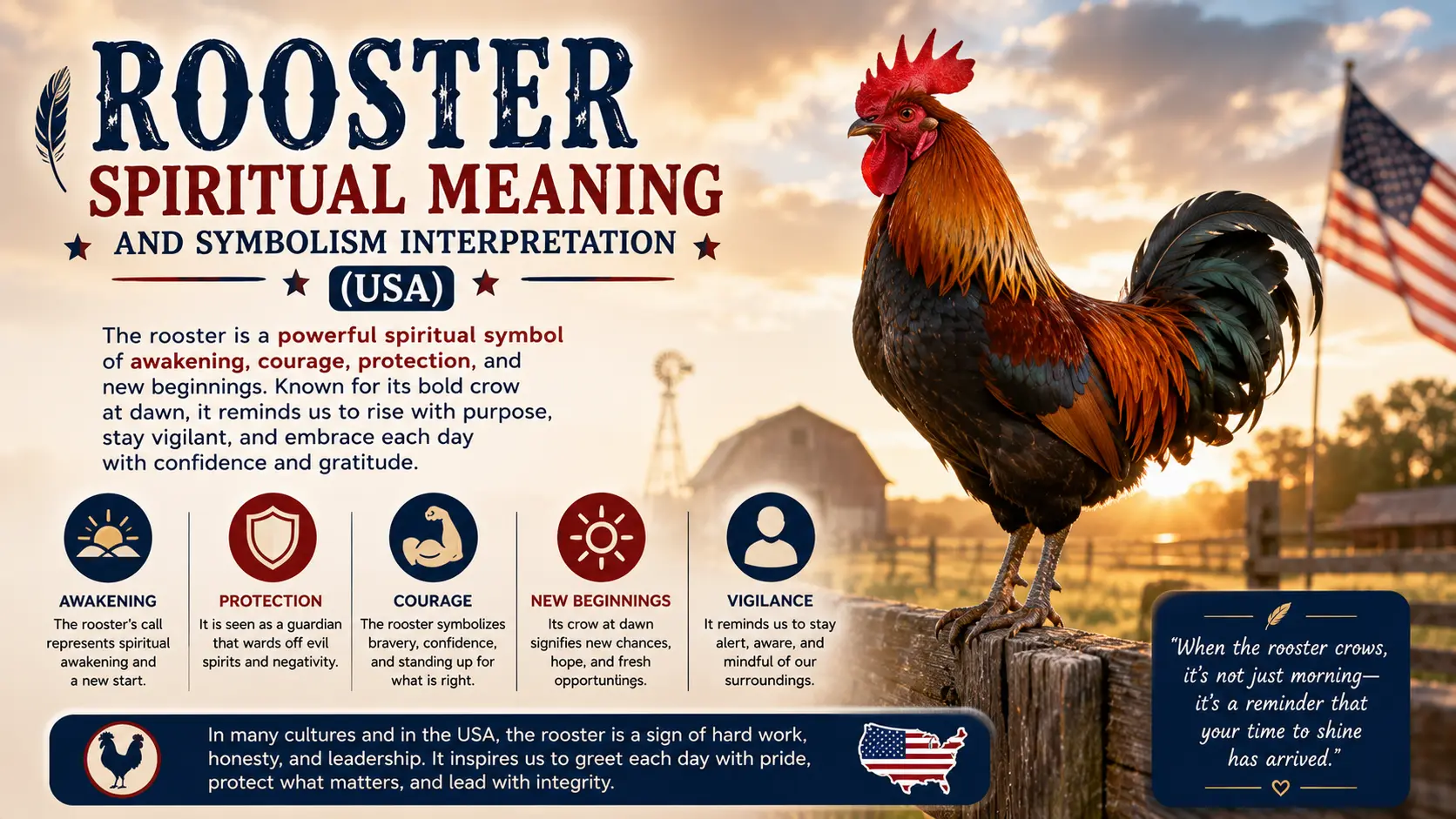 Rooster Spiritual Meaning and Symbolism Interpretation